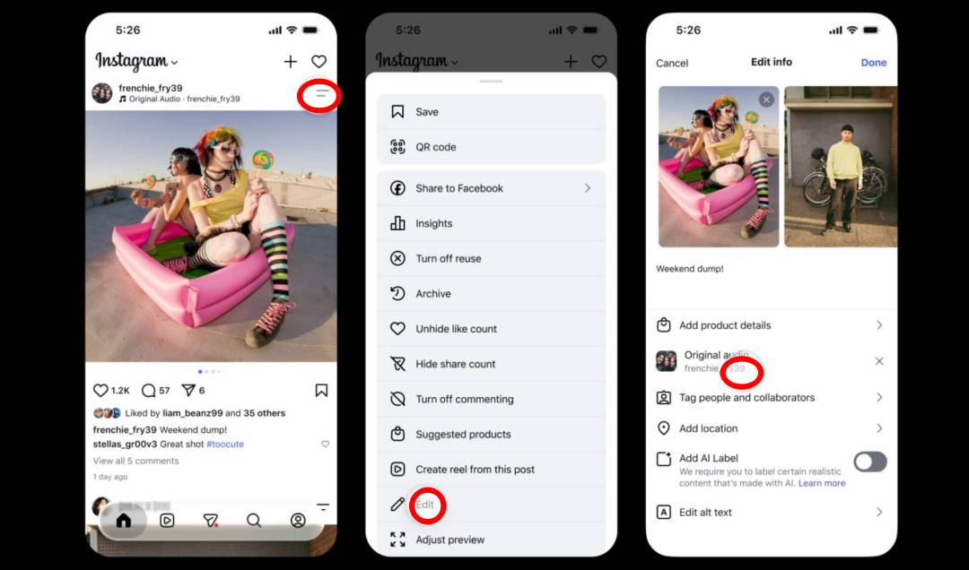 Instagram Replace Audio